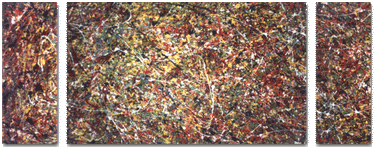 "Pollock-Homage 2" - 1999 - ca. 70 x 190 cm - Wandabtnfarbe auf Holz - verkauft